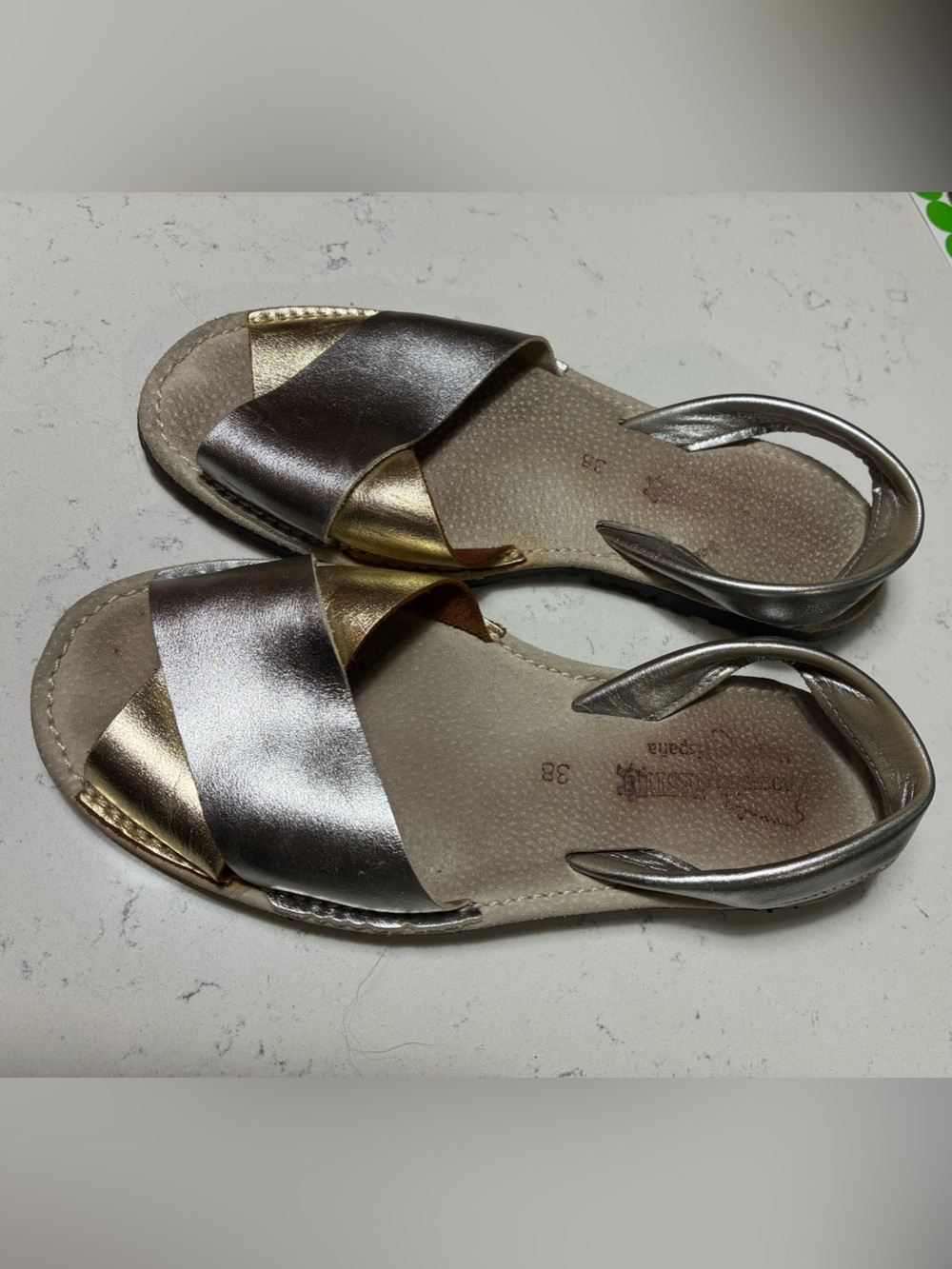 Menorquina d’Estiu Metallic Leather Sandals Size 38 Spain Avorca Pons